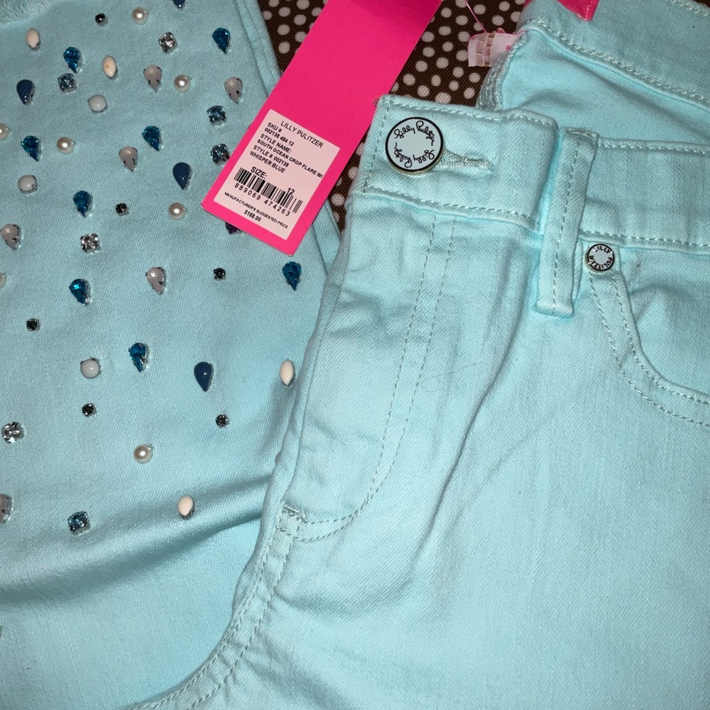 Lilly Pulitzer NWT 27 1/2" South Ocean Crop Flare Pants Whisper Blu Size 00 - Picture 3 of 16